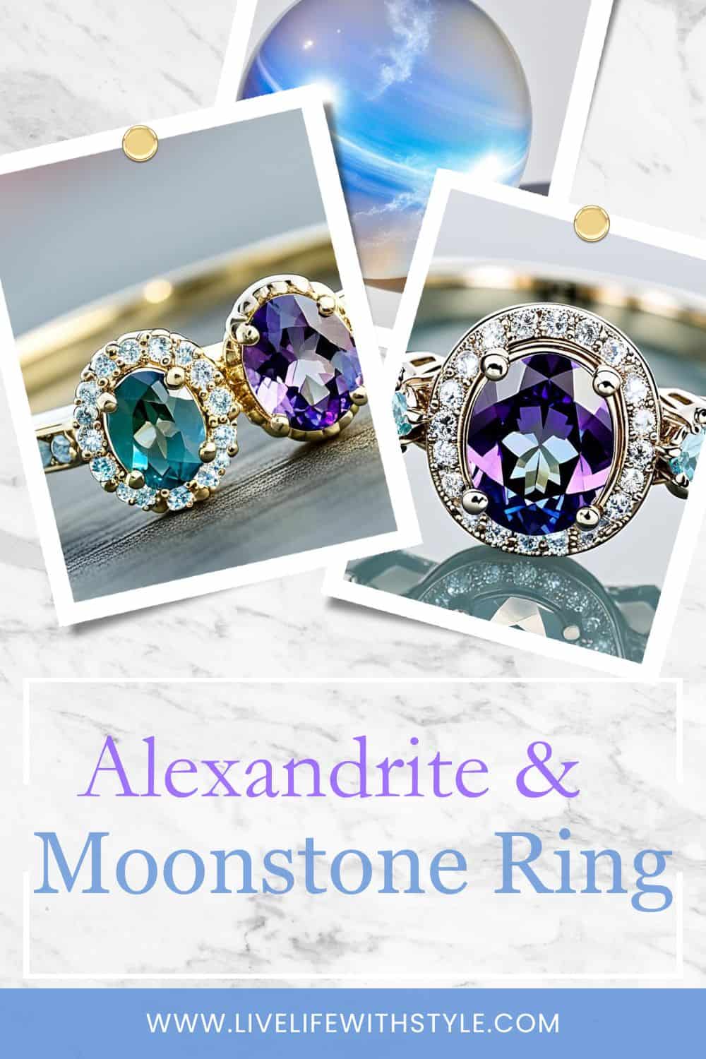 Alexandrite and Moonstone Ring